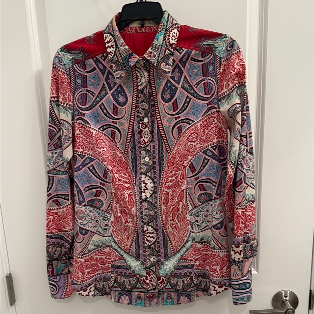 Etro Red and Blue Paisley Blouse